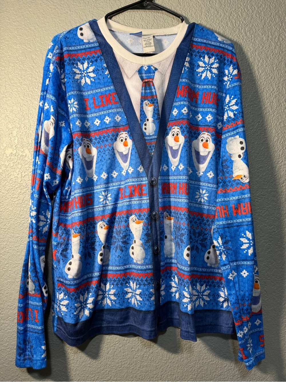 Disney Blue Olaf Button-Front Holiday Cardigan